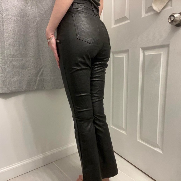 Dolls Kill Current Mood black lace-up faux leather flare pants - Picture 3 of 8